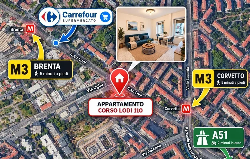 Bilocale arredato in Corso Lodi 110, Milano